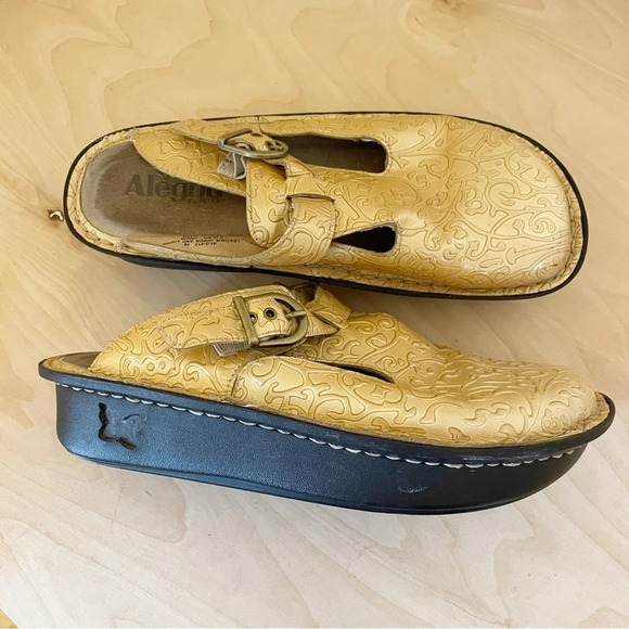 Alegria Light metallic gold leather slip-on Clogs Mule Sz 38 - Picture 4 of 10